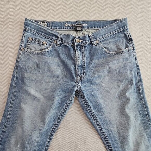 Request Jeans Men's 36x30 Embroidery Studded Pockets Feathering Straight EUC - Picture 9 of 14